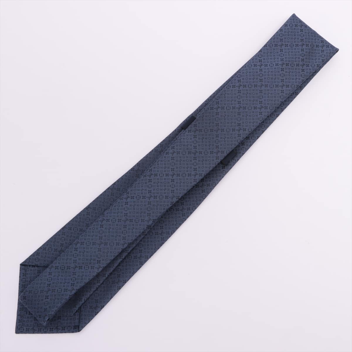 Louis Vuitton M77075 Cravat Monogram Crossing 8CM Necktie Silk Navy blue