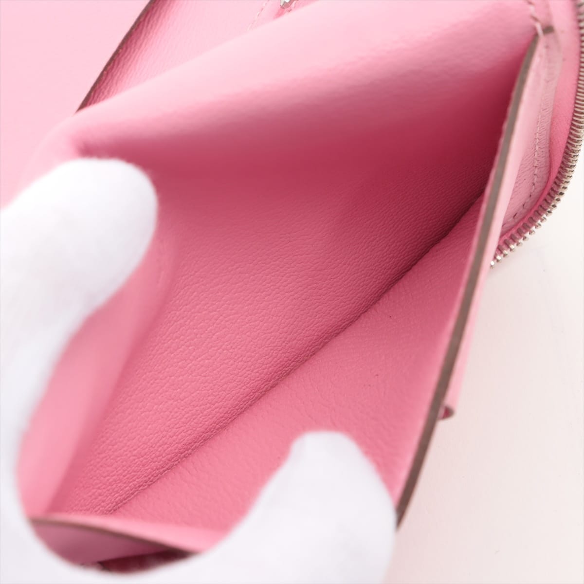 Hermès Agenda Alligator Notebook cover Pink Silver Metal fittings □N:2010 Round zip