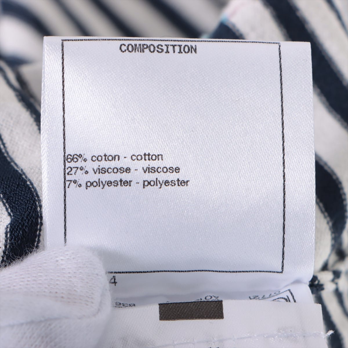 Chanel P61 Cotton T-shirt 34 Ladies' White x navy  Coco Mark borders