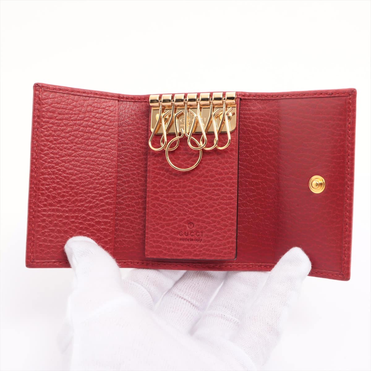 Gucci GG Marmont Double G 456118 Leather Key case Red