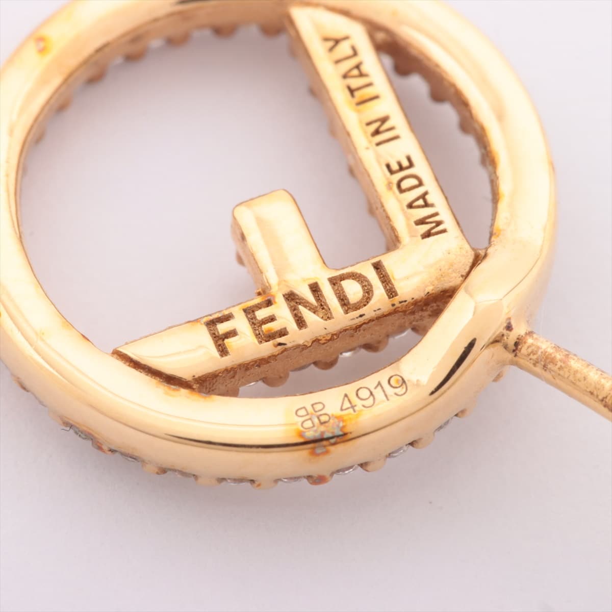 Fendi F is Fendi Brooch GP x rhinestone x imitation pearl Gold