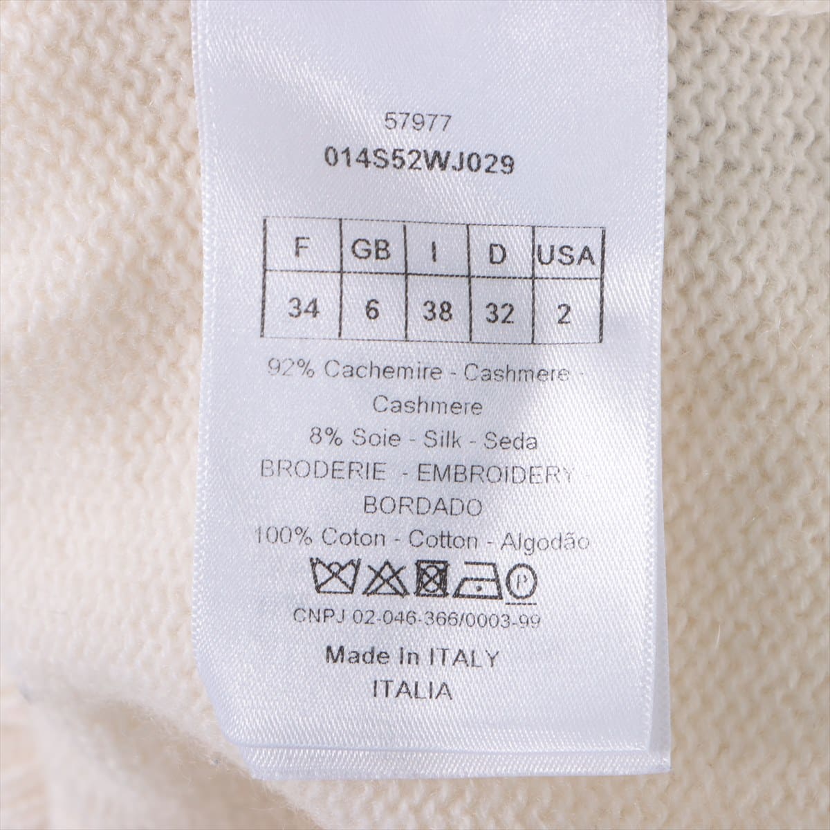 Christian Dior Cashmere & silk Knit F34 Ladies' White  014S52WJ029 Embroidery  LETOILE