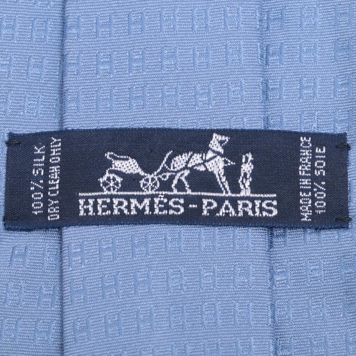 Hermès H Logo Necktie Silk Blue