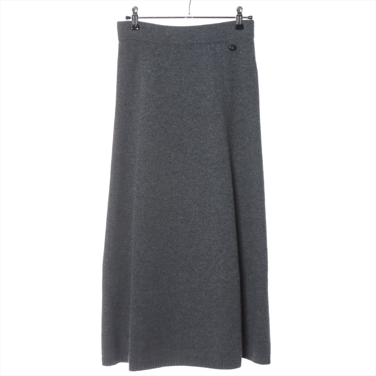 Chanel Coco Button P57 Cashmere Knit Skirt 36 Ladies' Grey
