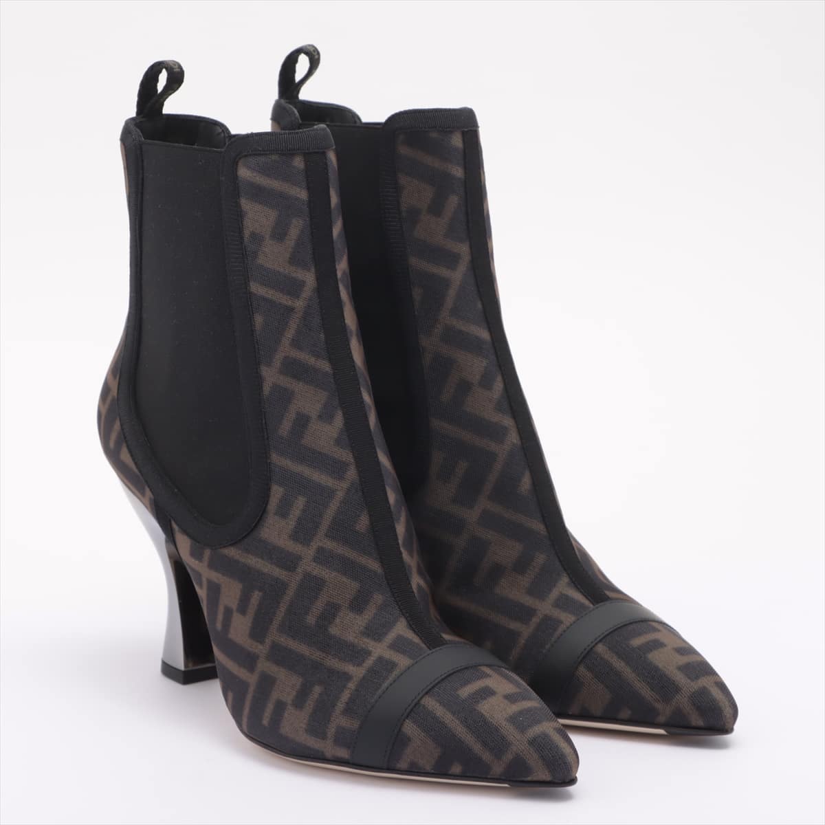 Fendi ZUCCa Mesh Side Gore Boots 39 Ladies' Black Colibri