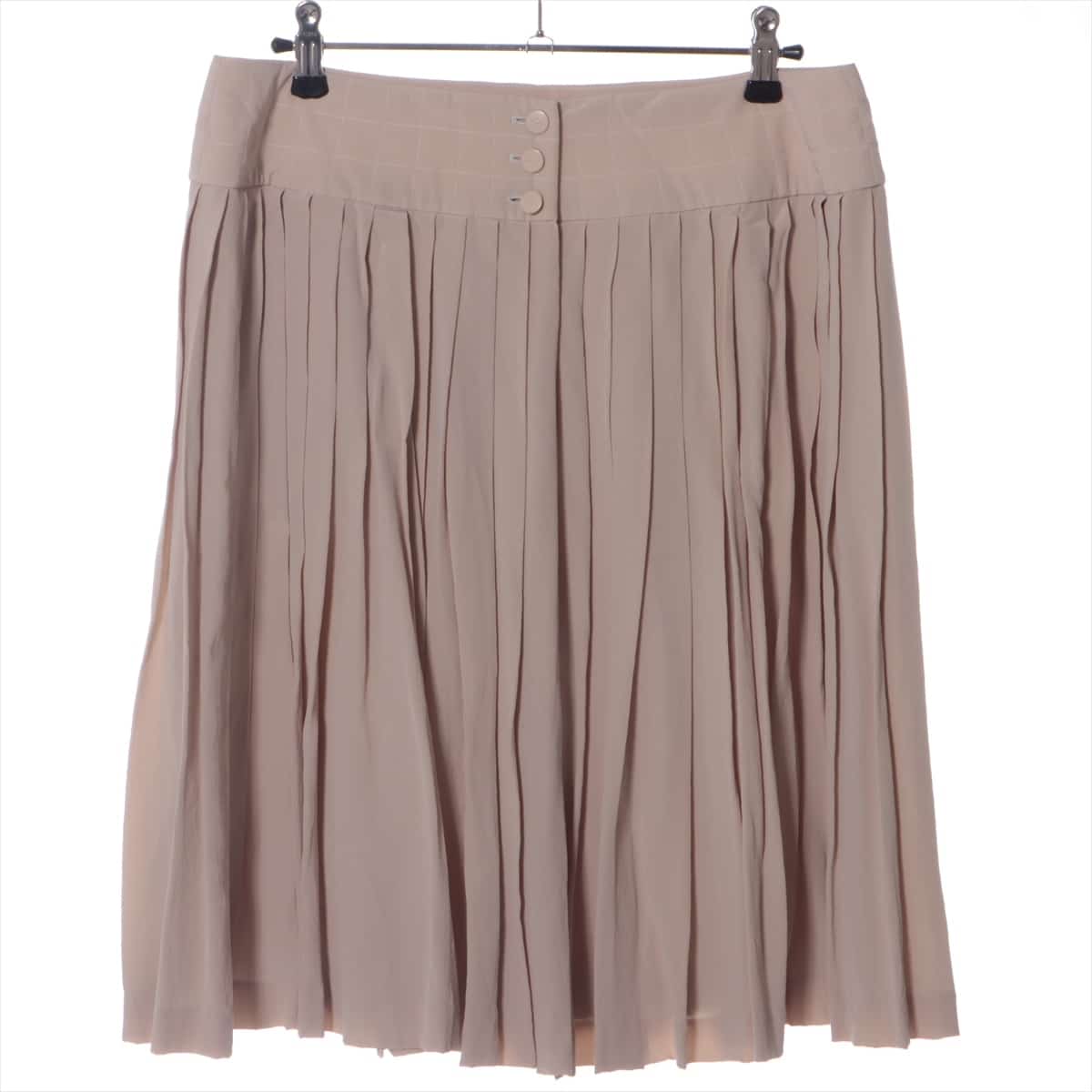 Chanel Coco Button 00S Silk Skirt 42 Ladies' Beige