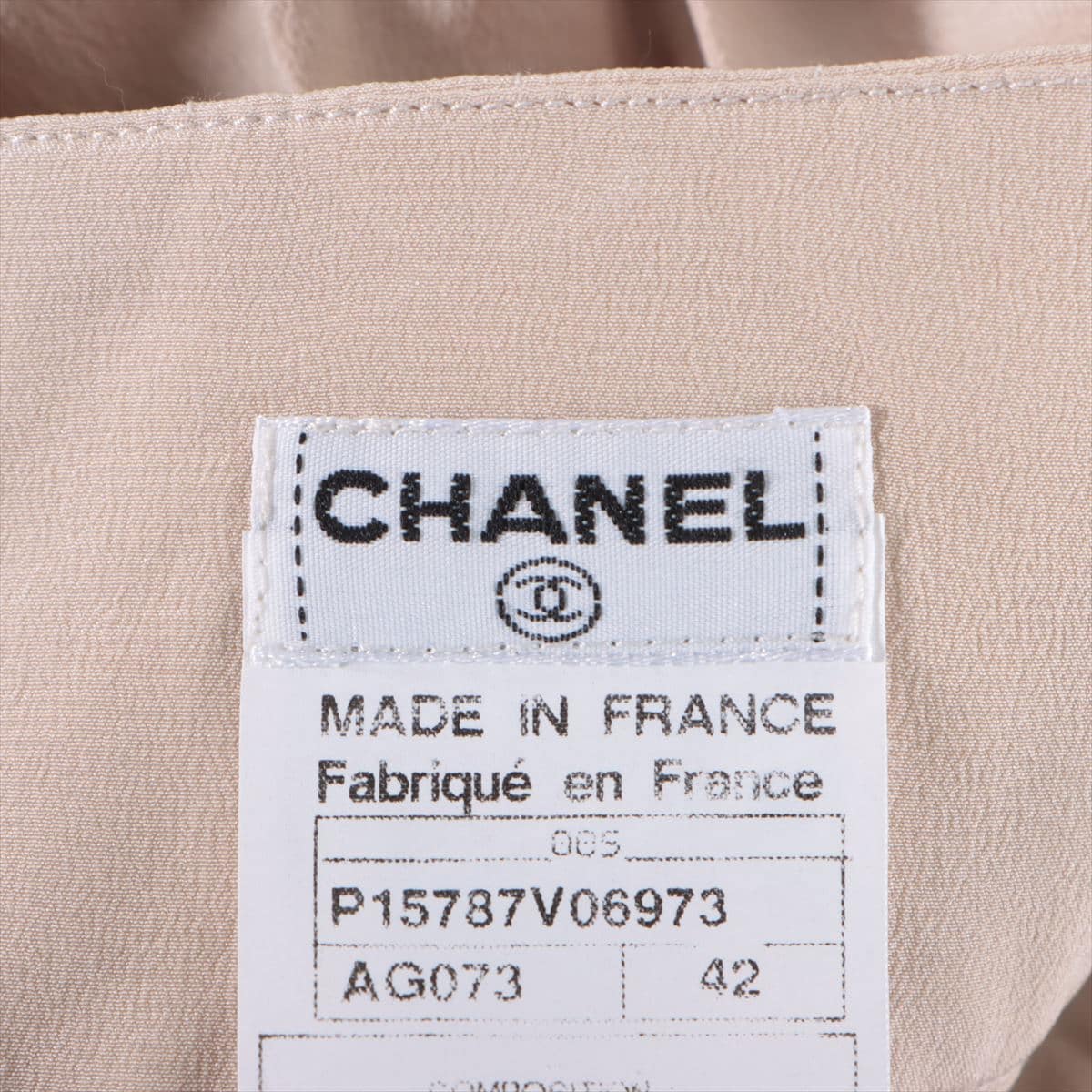 Chanel Coco Button 00S Silk Skirt 42 Ladies' Beige