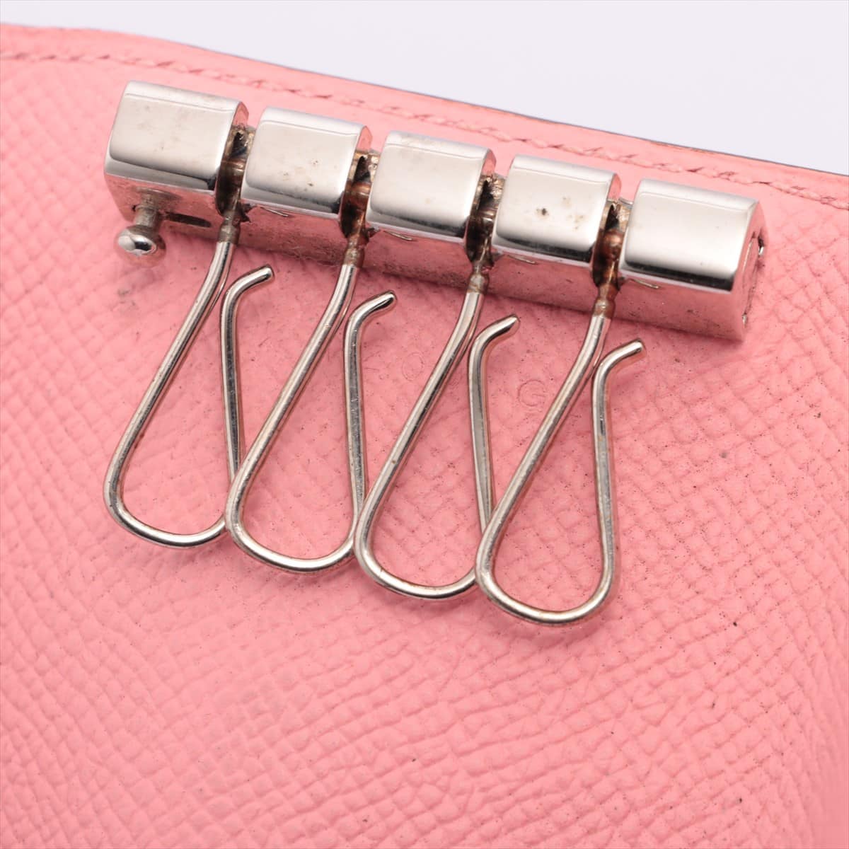 Hermès Bearn Key Case Veau Epsom Key case Pink Silver Metal fittings X: 2016 The tip of the strap is peeled off