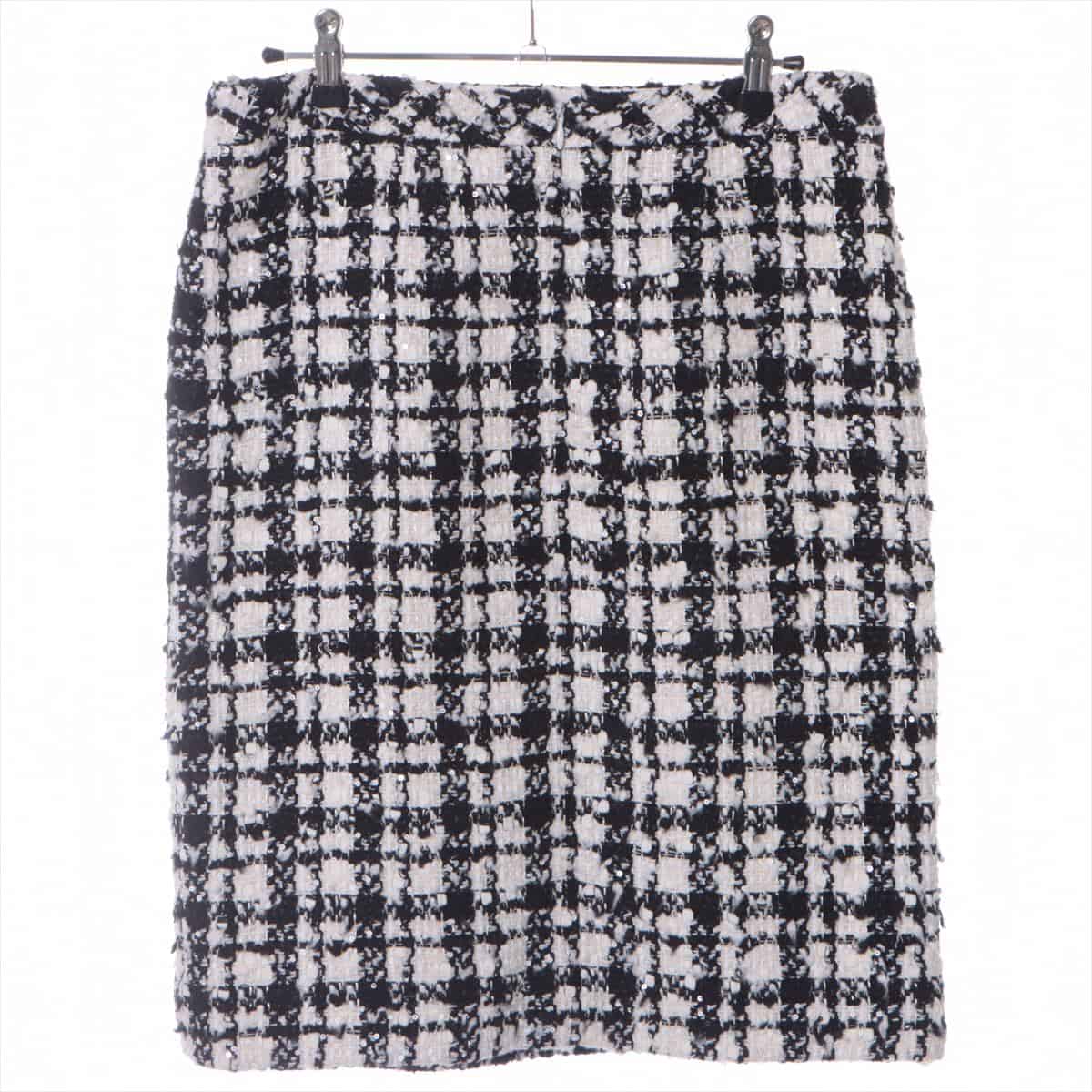 Chanel 05P Tweed Skirt 38 Ladies' Black × White