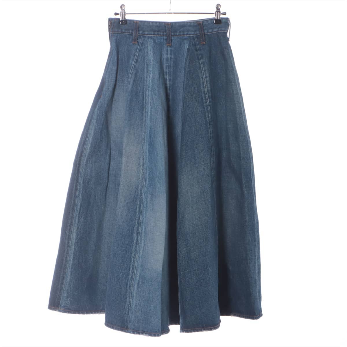 CELINE Cotton Skirt 25 Ladies' Blue indigo  Damage processing