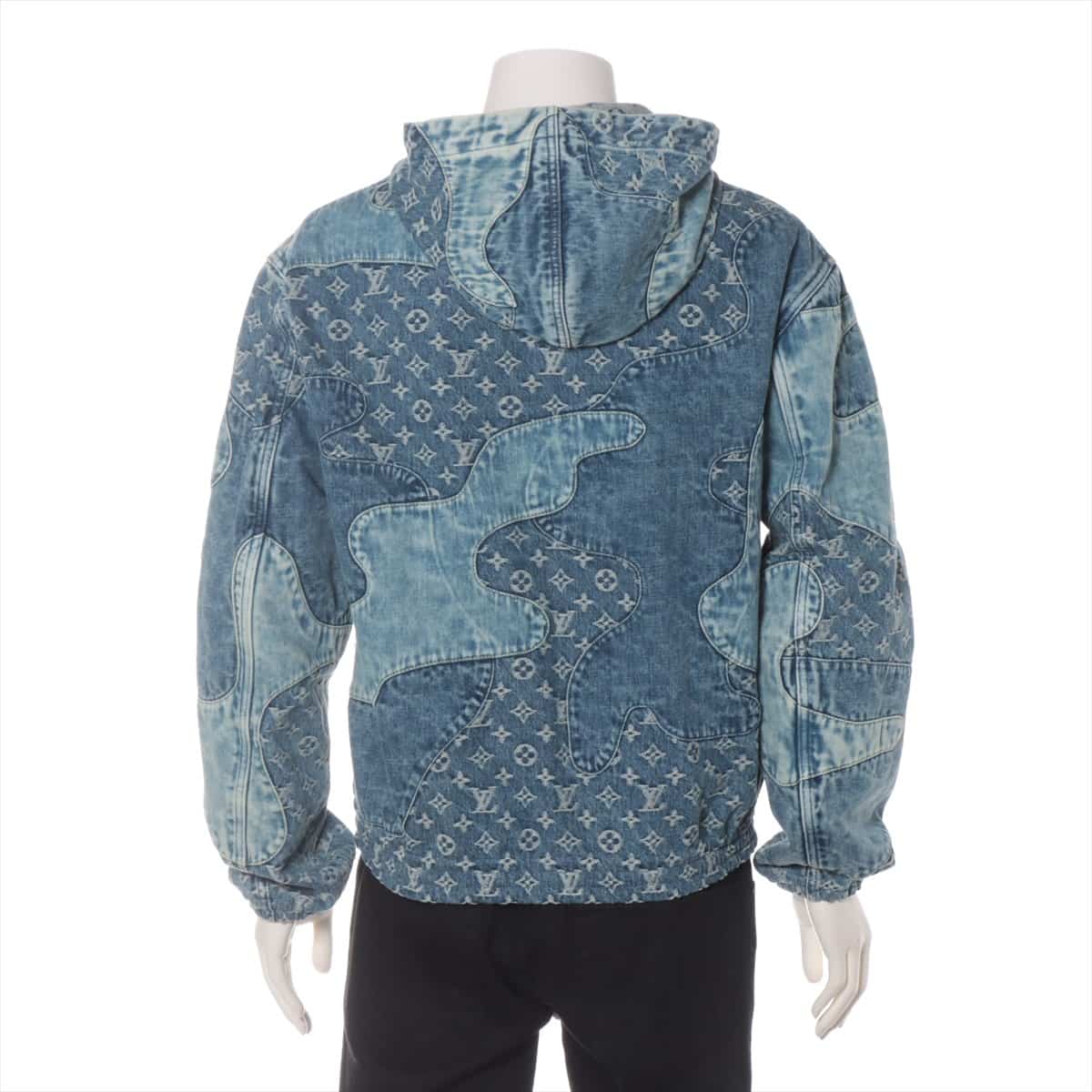 Louis Vuitton 22 years Cotton Denim jacket 46 Men's Blue  Monogram Patchwork Denim Hoodie