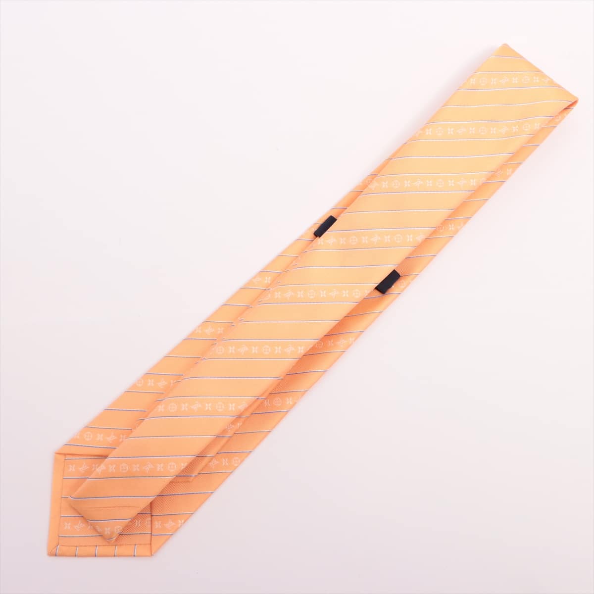 Louis Vuitton Necktie Silk Orange Cravat Monogram Easy stripes 8CM