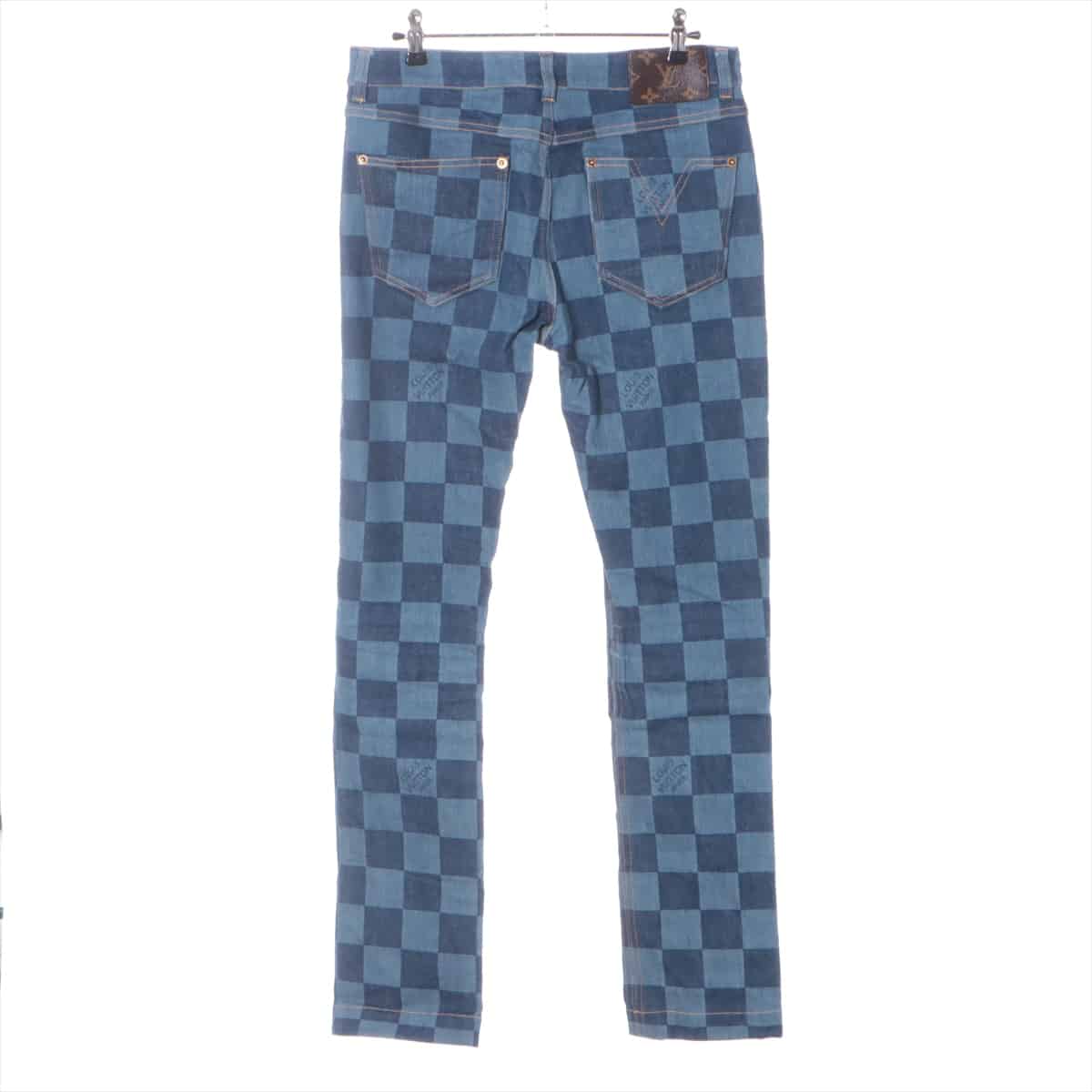 Louis Vuitton Cotton & polyurethane Denim pants 38 Ladies' Blue  Damier
