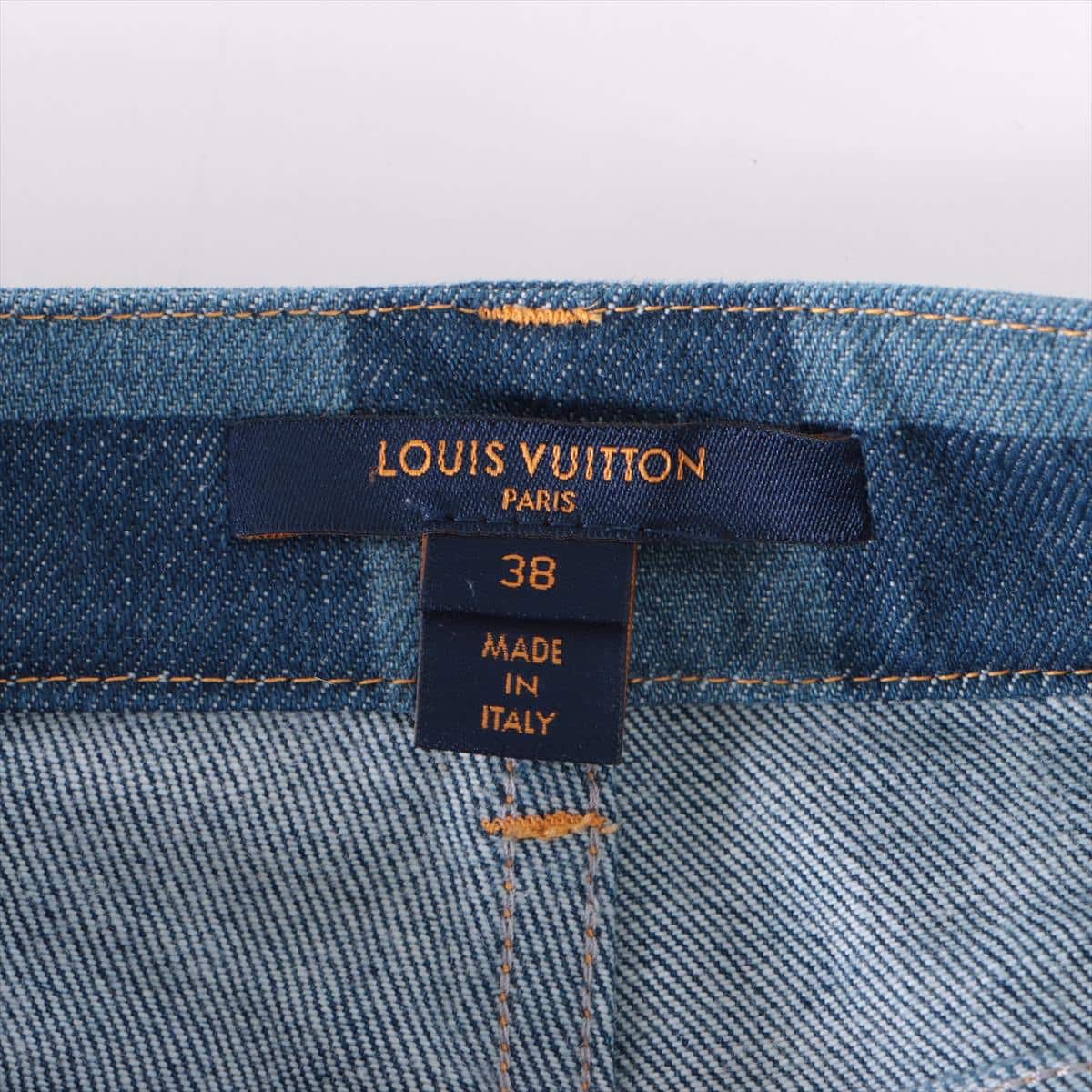 Louis Vuitton Cotton & polyurethane Denim pants 38 Ladies' Blue  Damier