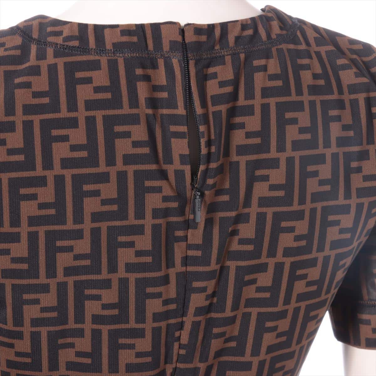 Fendi ZUCCa 19-year Nylon x polyurethane Dress 36 Ladies' Black × Brown  FD9627 micro mesh