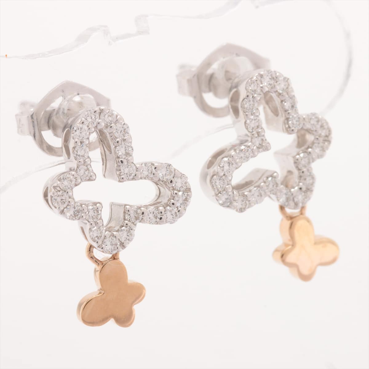 Ponte Vecchio Butterfly diamond Piercing jewelry K18(YG)×K18WG 2.4g 0.10 0.10