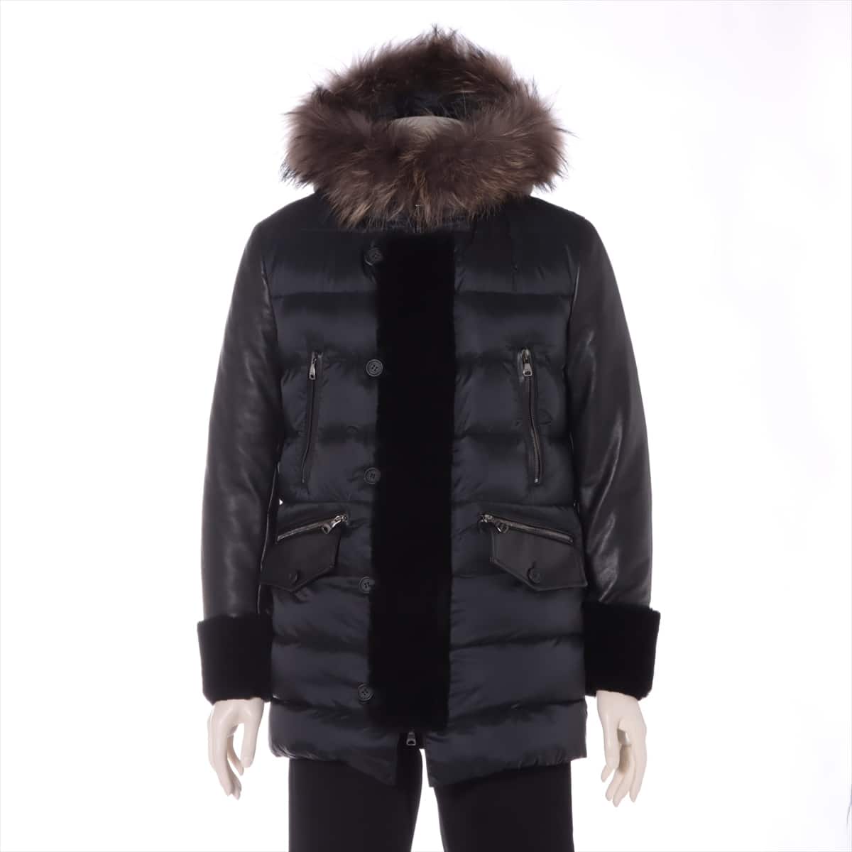 Emmeti Nylon & leather Down jacket 46 Men's Black