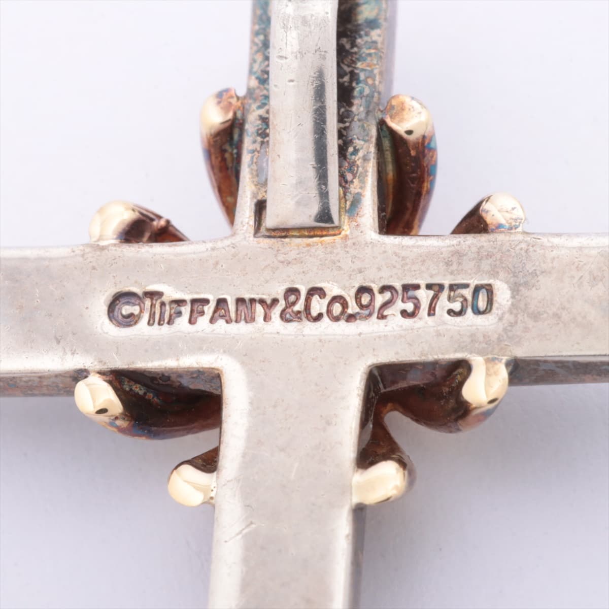 Tiffany Signature Cross Necklace top 925×750 4.9g Gold × Silver