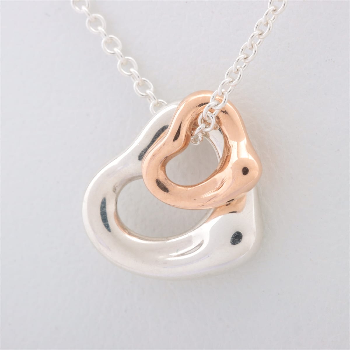 Tiffany Double Open Heart Necklace 925×750 2.5g Gold × Silver
