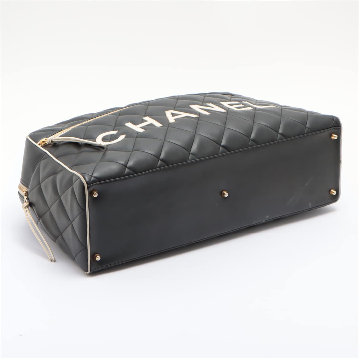 Chanel Matelasse Leather Boston bag Logo Black Gold Metal fittings 3XXXXXX