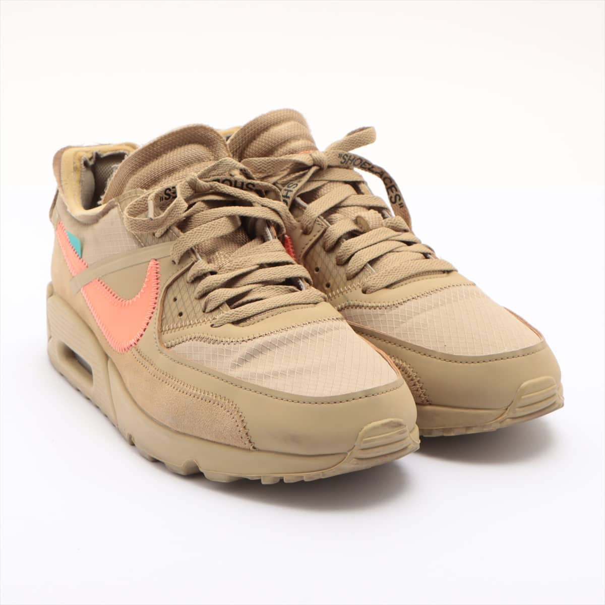 NIKE × OFF-WHITE Leather x fabric Sneakers 28.5cm Men's Beige THE 10:NIKE AIR MAX 90 AA7293-200
