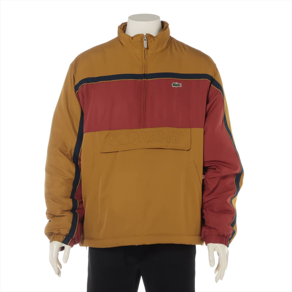 Supreme × Lacoste 19AW Polyester Insulated jacket M Men's Red x orange  Puffy Half Zip Pullover