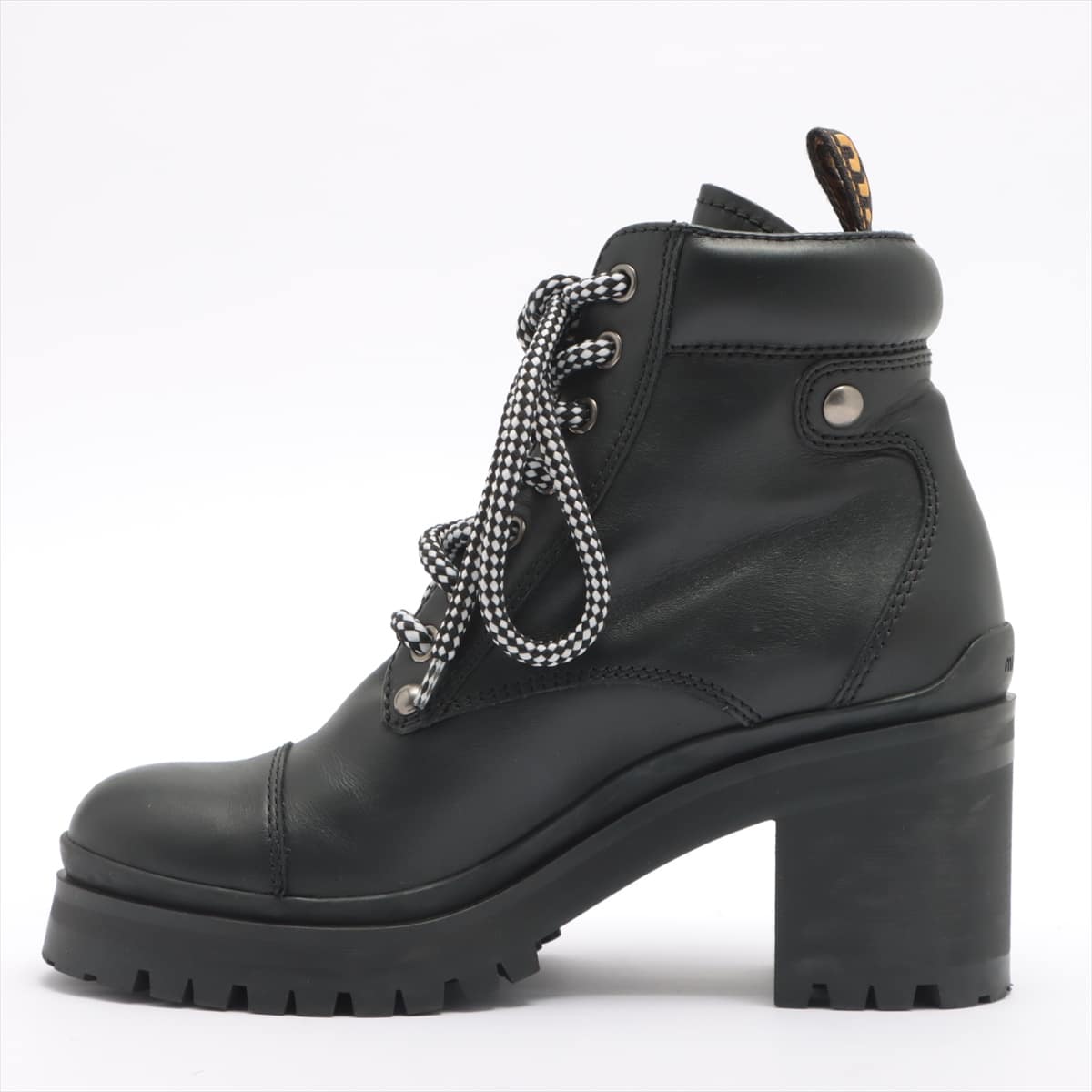Miu Miu Leather Boots 35 1/2 Ladies' Black Lace up