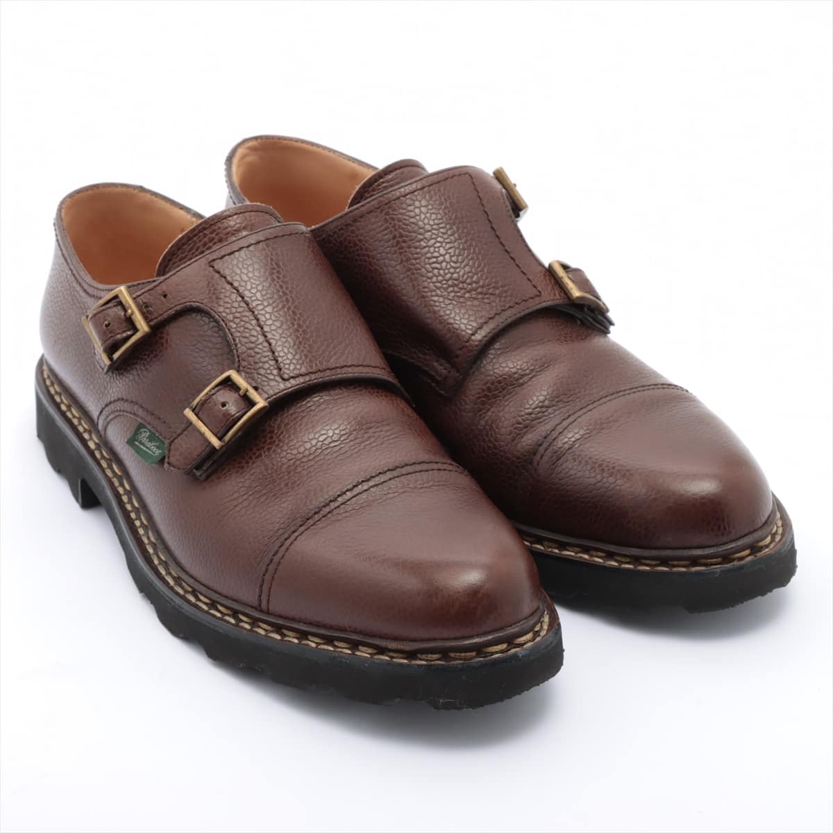 Paraboot William Leather Shoes 8 Men's Brown Double monk
