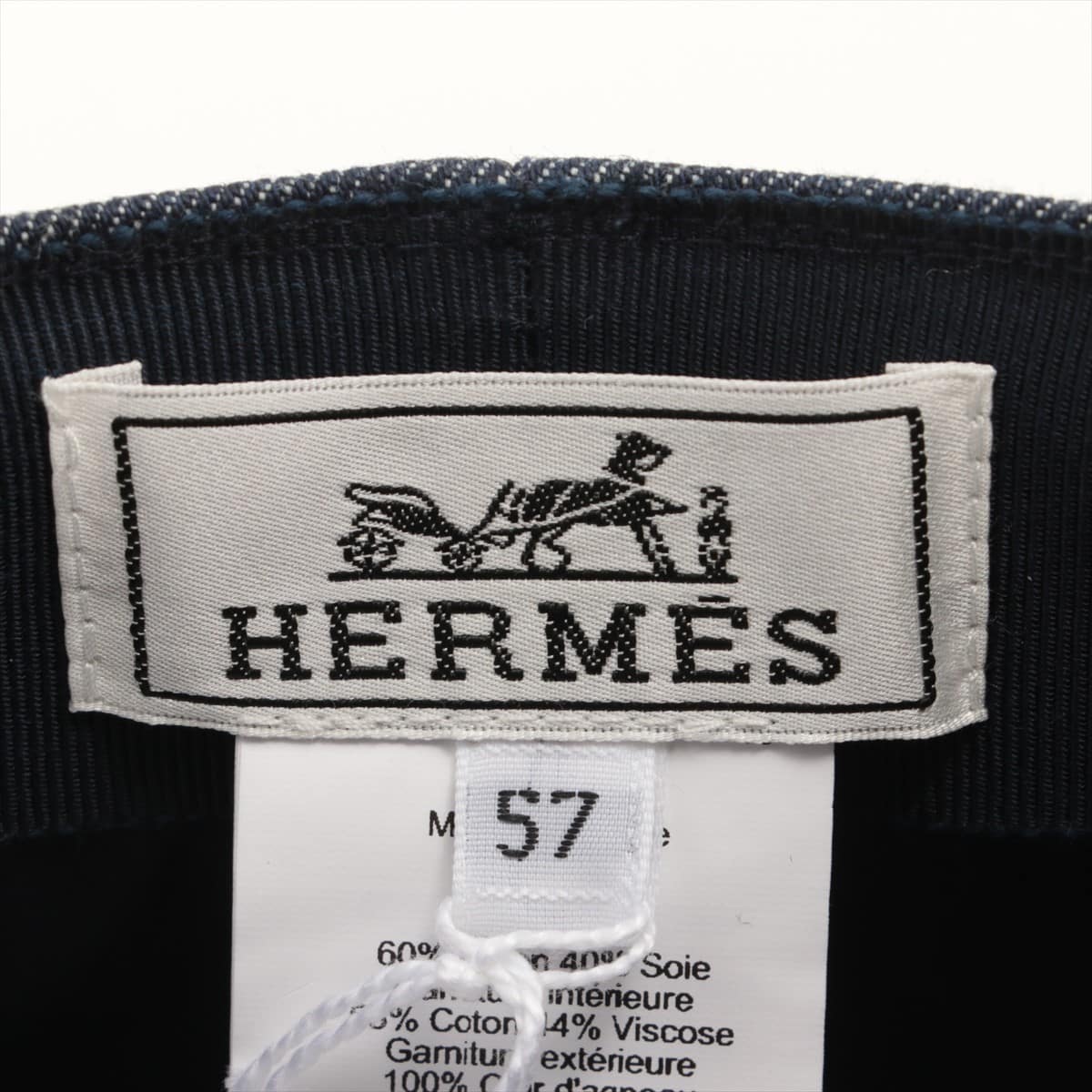 Hermès Serie Newsboy cap 58 Rayon × Silk Navy blue