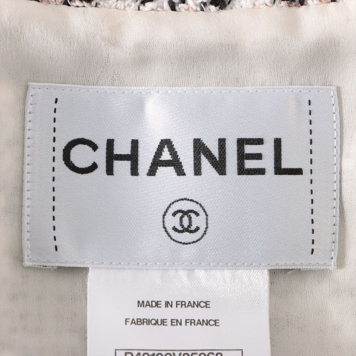 Chanel P49 Tweed Setup jacket 42/dress 40 Ladies' Black × White
