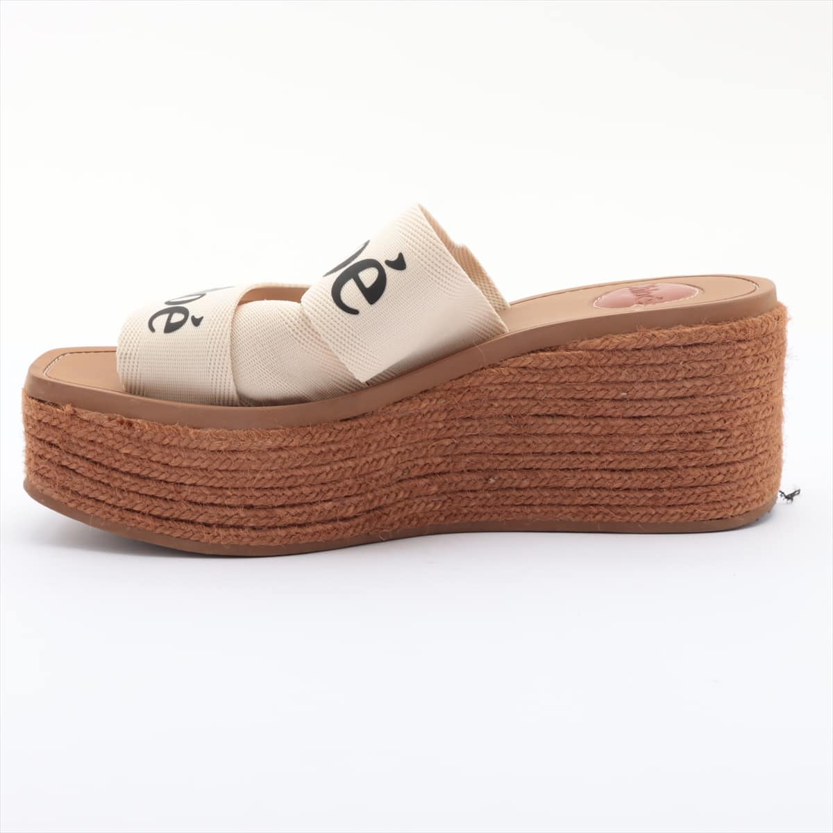 Chloe Woody Leather Sandals 38 Ladies' White x brown