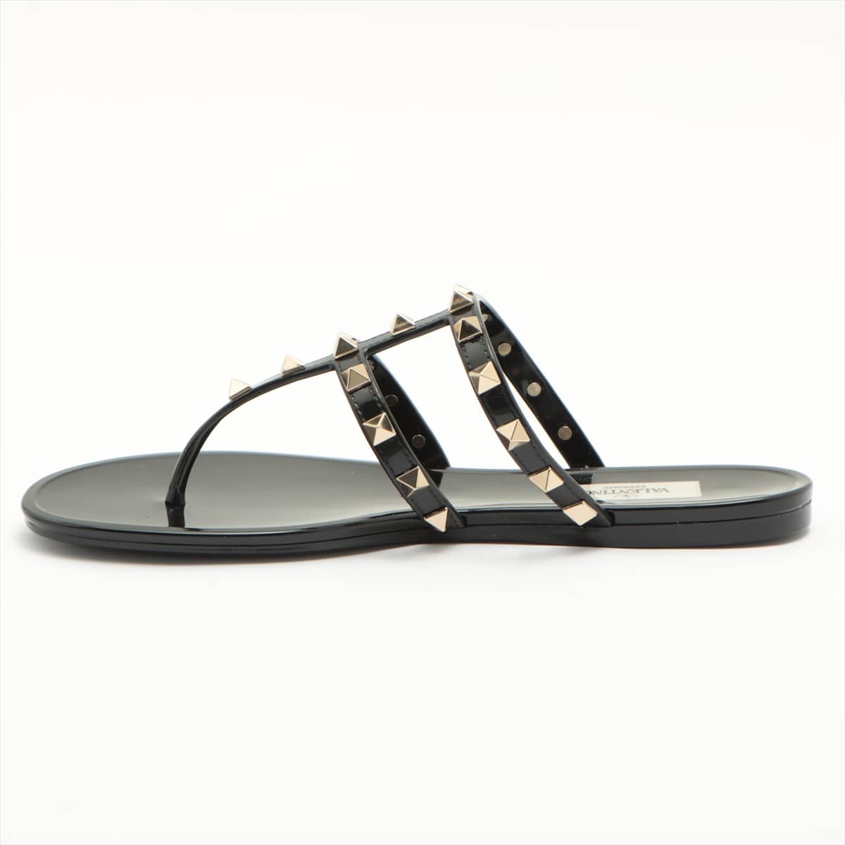 Valentino Garavani Rock Studs 22 years Patent leather Sandals 37 Ladies' Black Slide sandals low heels