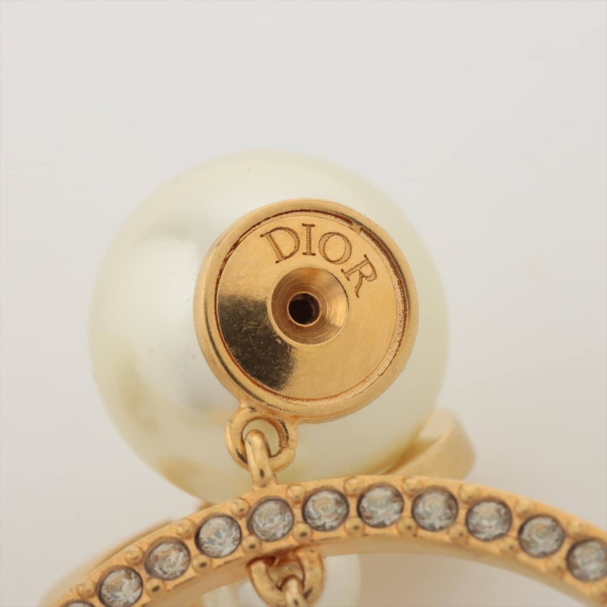 Christian Dior CD logo Piercing jewelry (for both ears) GP x rhinestone x imitation pearl