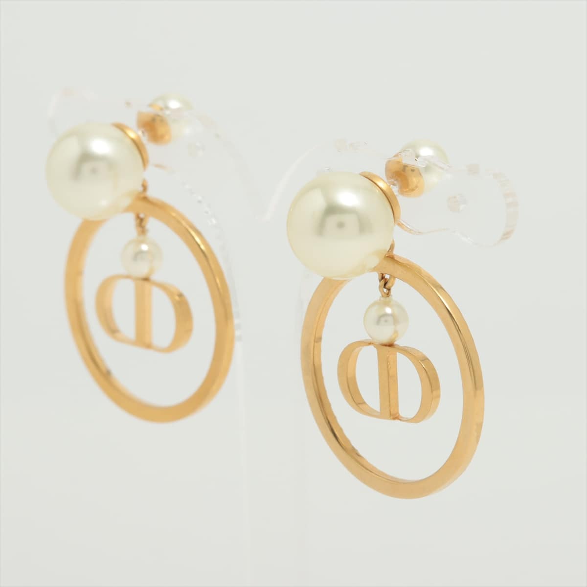 Christian Dior CD logo Piercing jewelry (for both ears) GP x rhinestone x imitation pearl