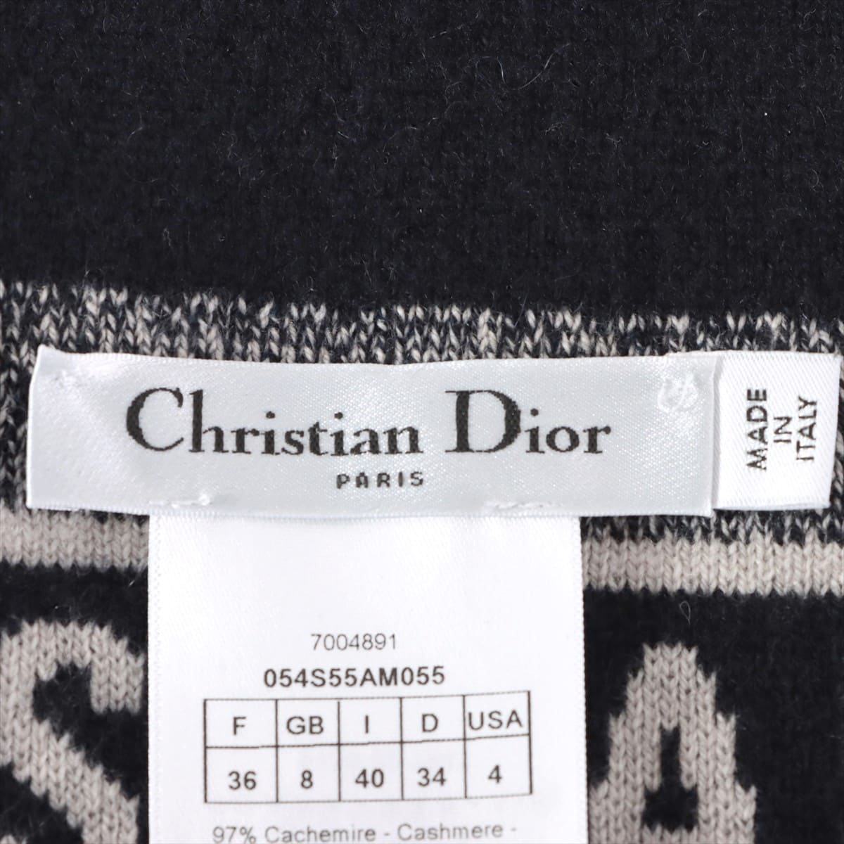 Christian Dior Oblique Cashmere Knit F36 Ladies' Navy blue  Reversible 054S55AM055