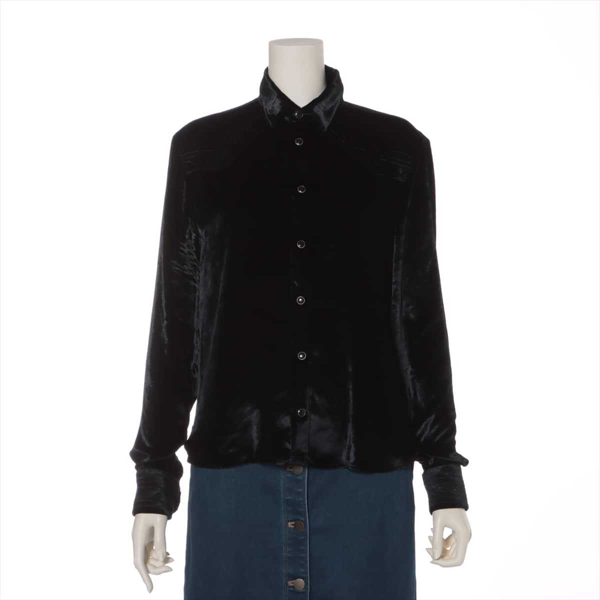 Saint Laurent Paris Rayon × Silk Shirt 37 Men's Black  528007