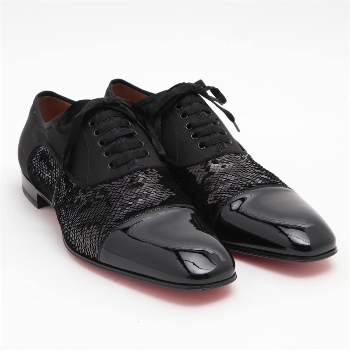 Christian Louboutin Sequins x satin Dress shoes 42 Men's Black Enamel