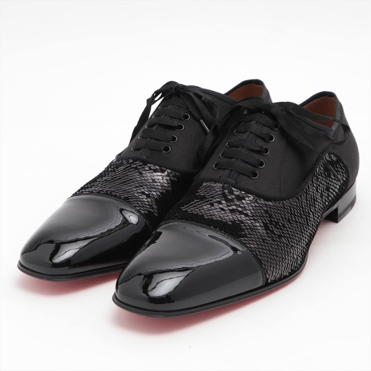 Christian Louboutin Sequins x satin Dress shoes 42 Men's Black Enamel