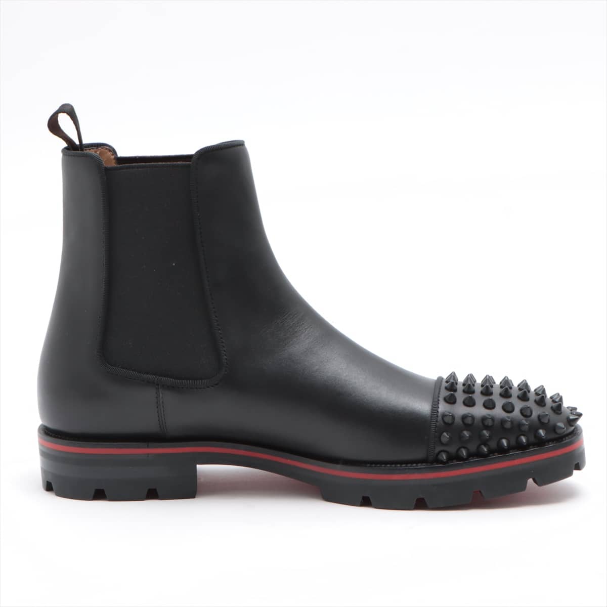 Christian Louboutin Leather Side Gore Boots 40 Men's Black Spike Studs
