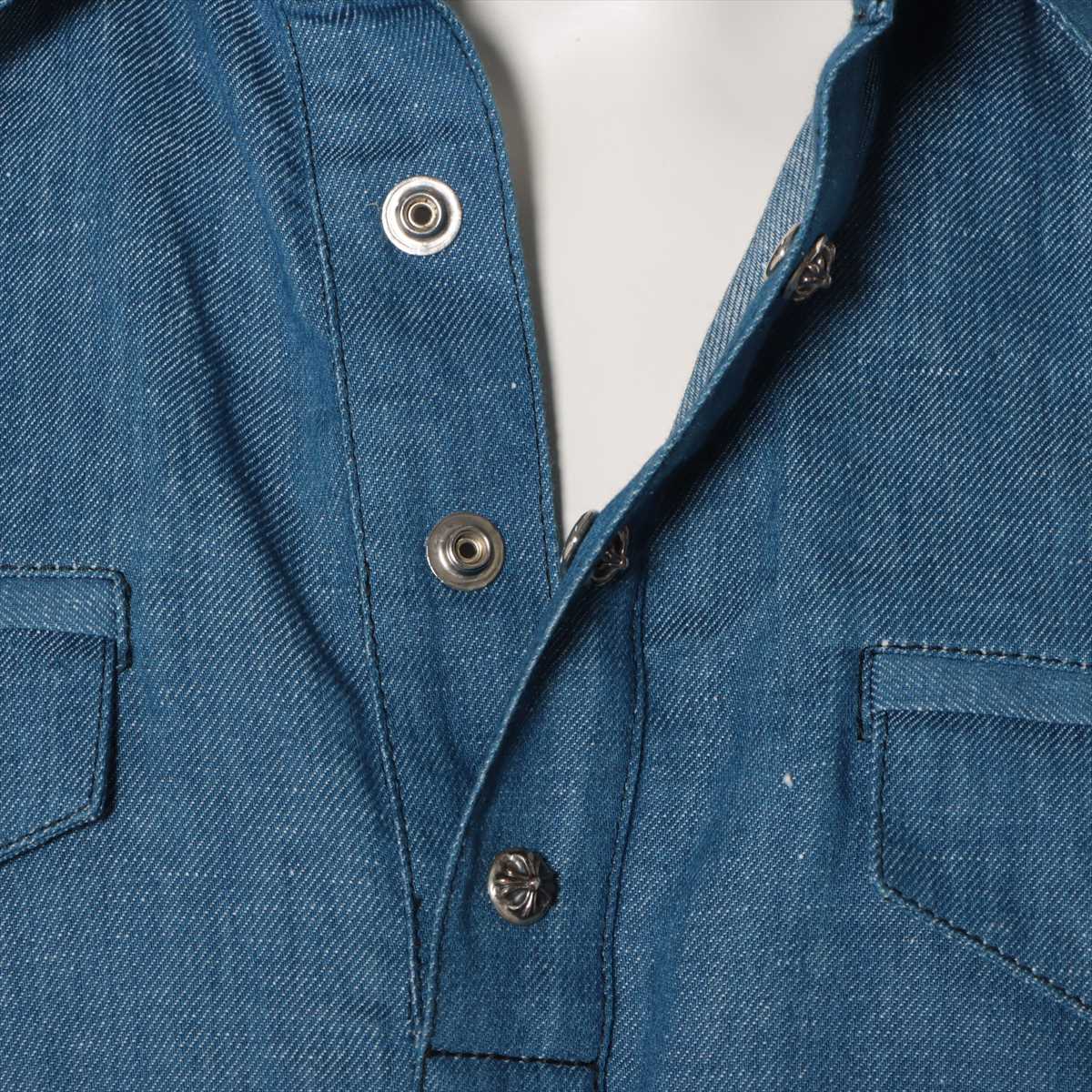 Chrome Hearts Cross button Denim shirt Cotton & linen S JVP Short sleeves