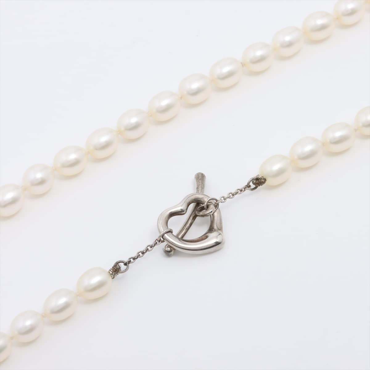 Tiffany Open Heart Necklace 925 x pearl 55.6g White