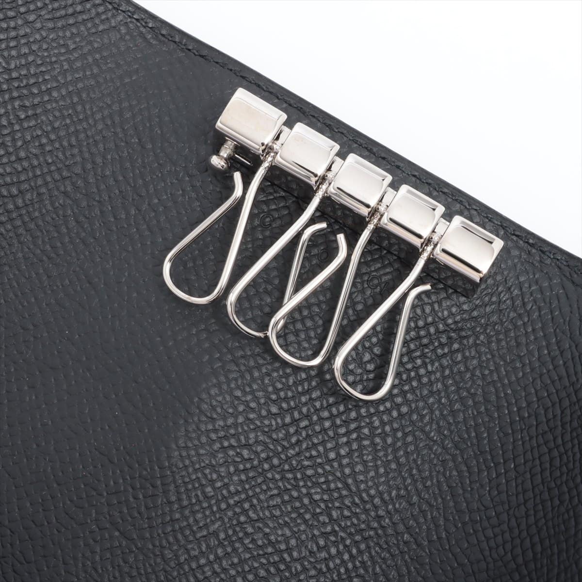 Hermès Bearn Veau Epsom Key case Black Silver Metal fittings C: 2018