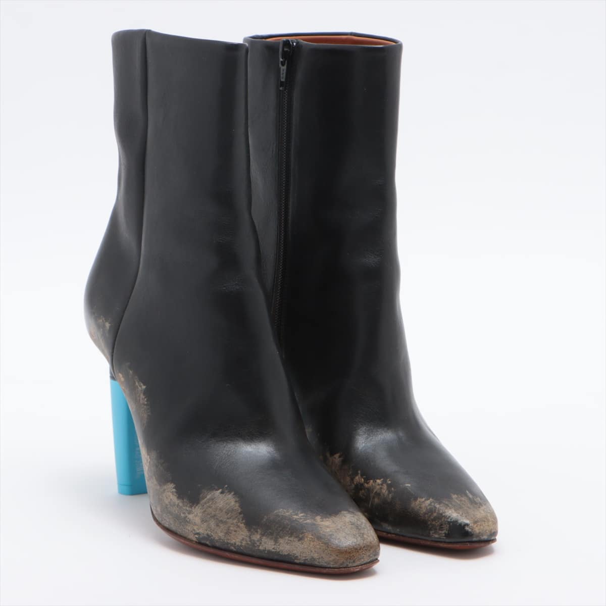 Vetements Leather Short Boots 36 Ladies' Black GYPSY  Damage processing lighter heel