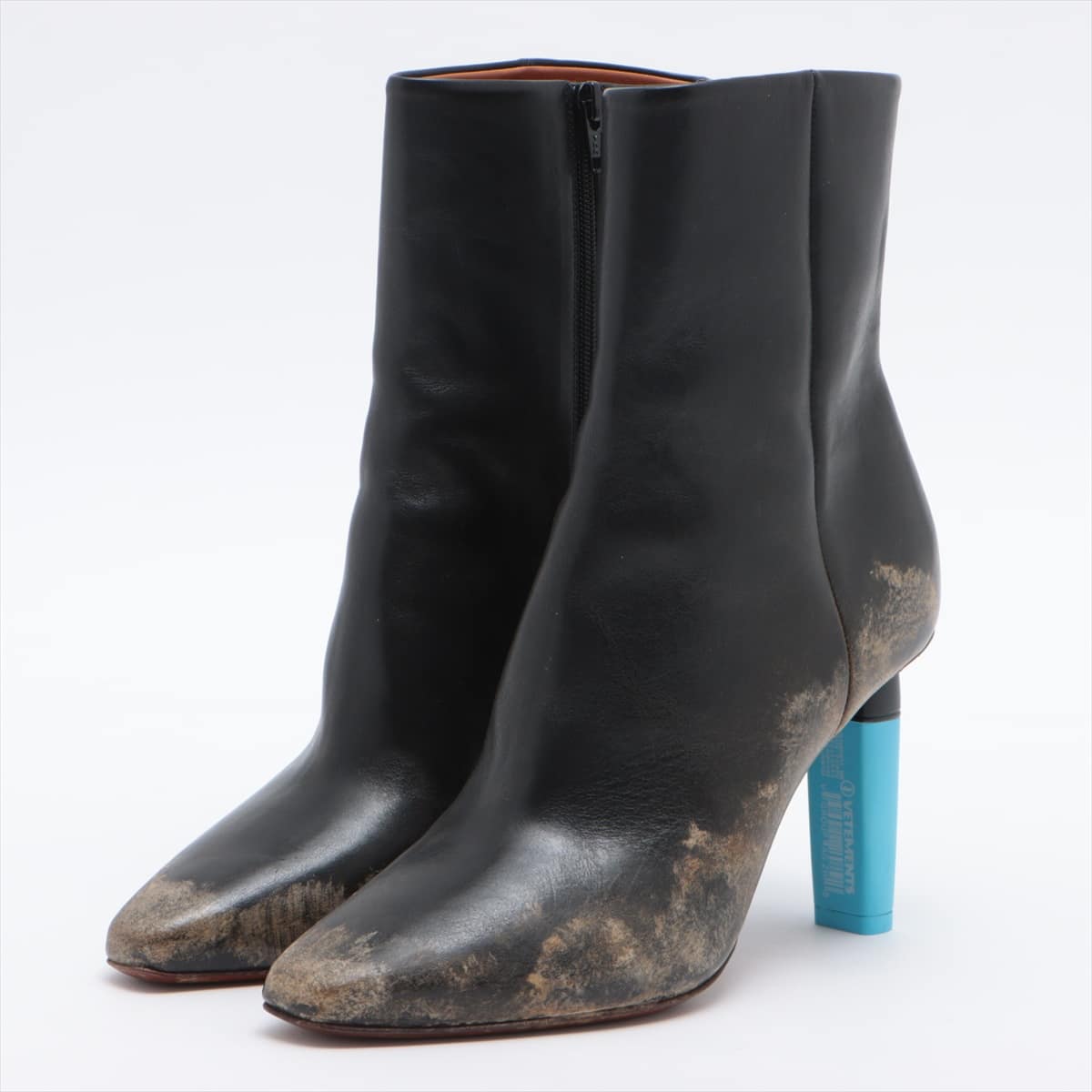 Vetements Leather Short Boots 36 Ladies' Black GYPSY  Damage processing lighter heel