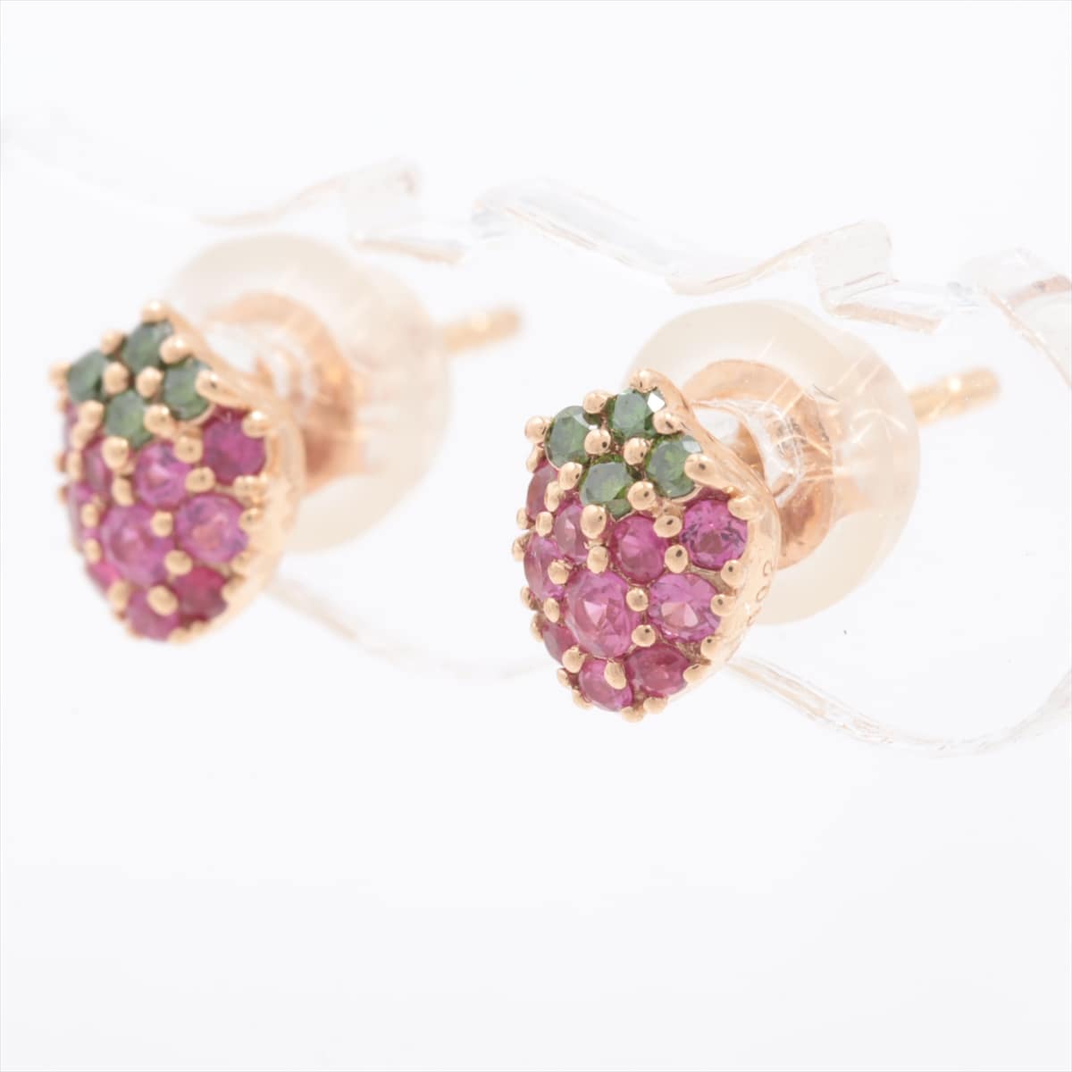 Ponte Vecchio Ruby Sapphire green diamond Piercing jewelry K18PG Total 1.1g Total R0.06 S0.12 0.04