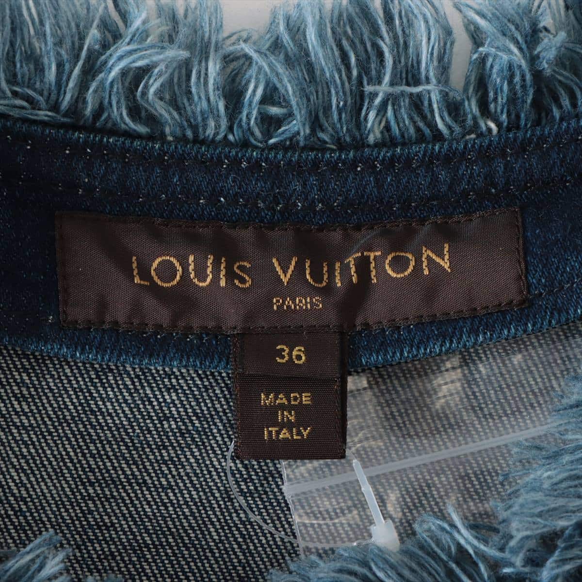 Louis Vuitton 14SS Denim Setup 36/38 Ladies' Navy blue  Fringe RW141A