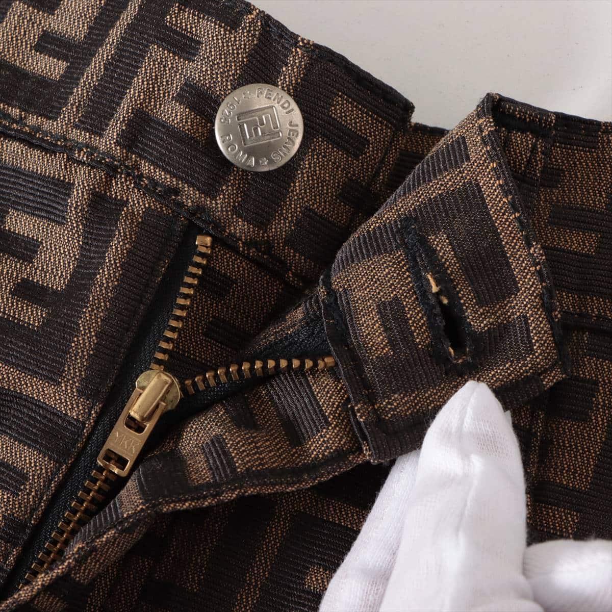 Fendi ZUCCa Cotton & polyester Skirt 44 Ladies' Black × Brown