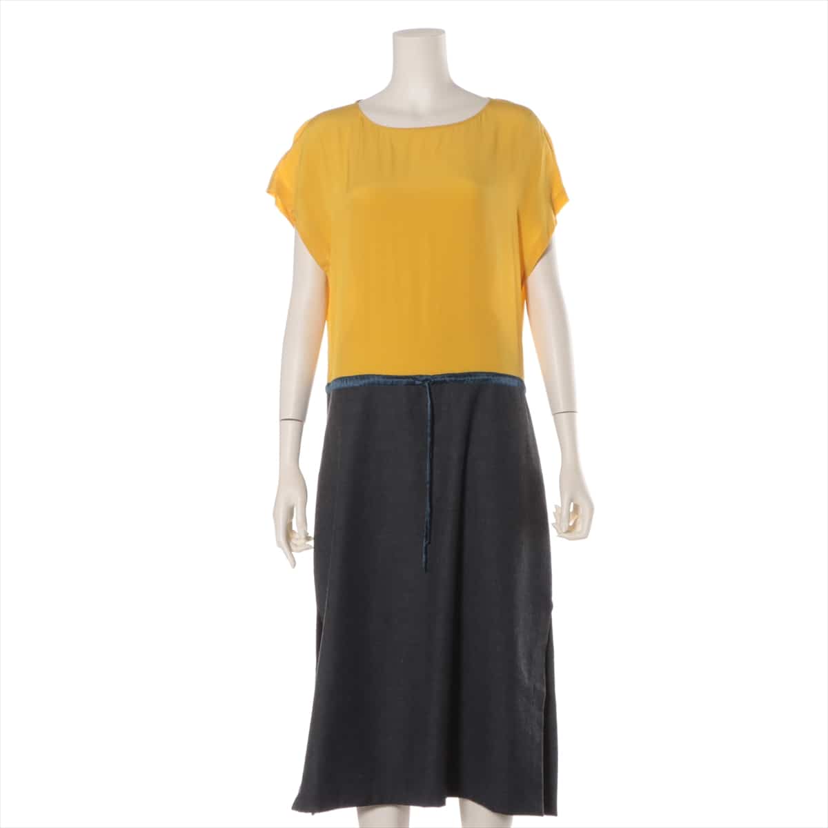 Fendi Wool & silk Dress 40 Ladies' Gray x yellow