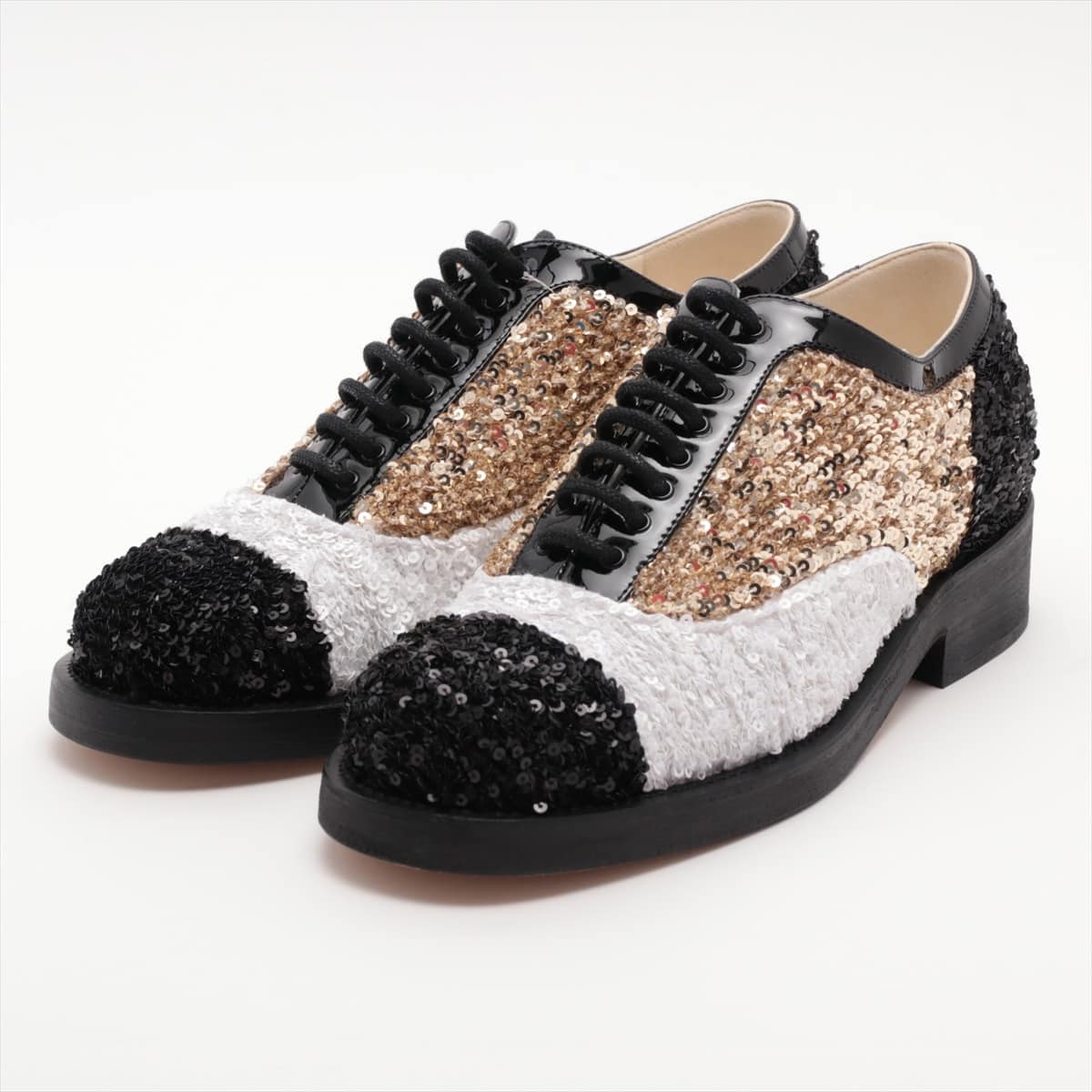 Chanel Coco Mark Sequins Dress shoes 36 1/2C Ladies' Black×Gold