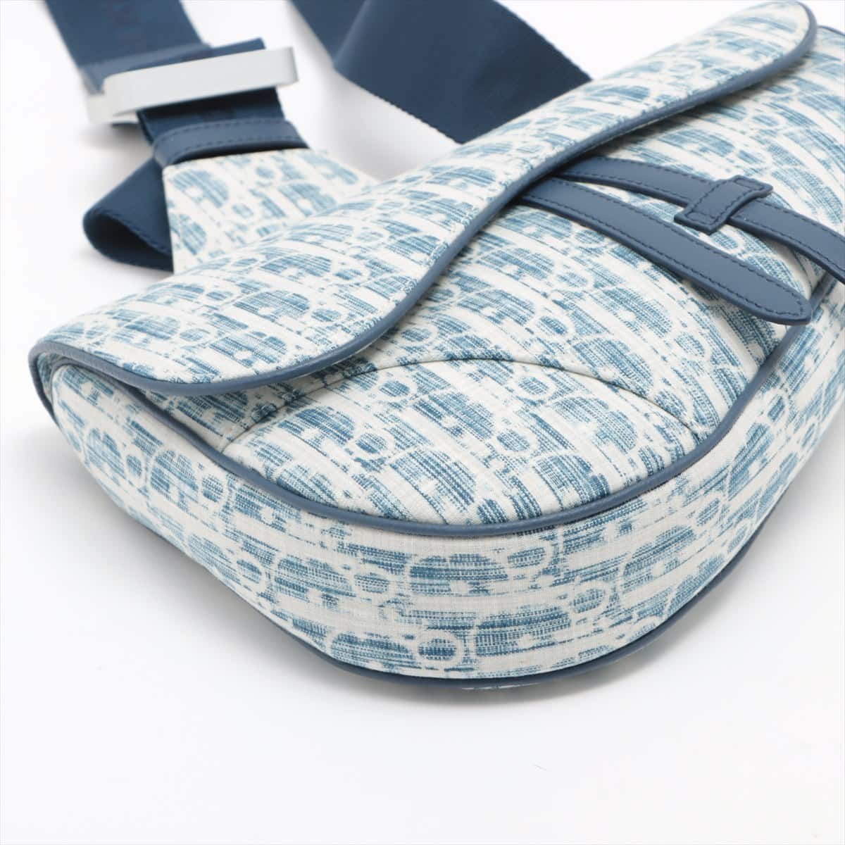 DIOR Trotter Saddle Bag canvas Sling backpack Blue x white